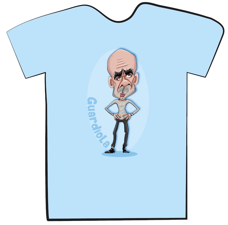 Manchester City Pep Guardiola caricature t-shirt