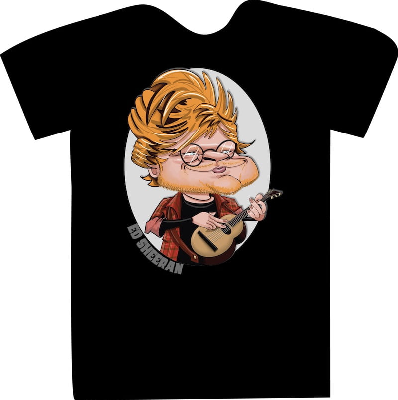T Shirt - Ed Sheeran - caricature - Mick Wright Caricatures & Cartoons