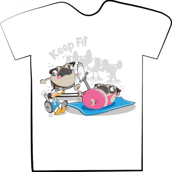 T Shirt - Pug and Duck - keep fit t shirt